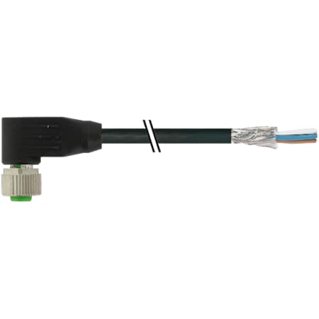 Murrelektronik M12 FEMALE 90 Degree SHIELDED, PUR 4X0.34 shielded black UL/CSA, drag ch 10m 7000-13261-6411000